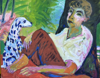 Original Gemälde "Mann mit Hund" - Norbert Hornig